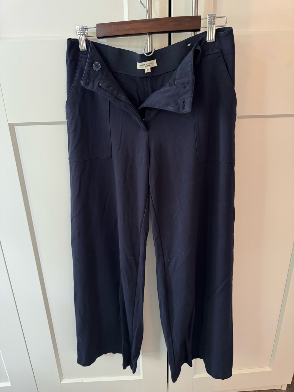 Max Studio Navy Wide-Leg Pull-On Pants